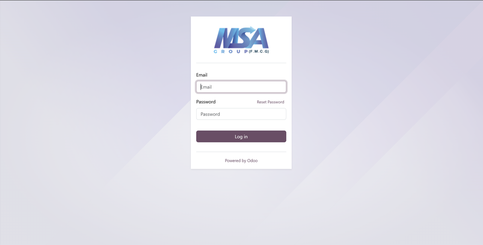 شاشة تسجيل الدخول بشعار MSA Group